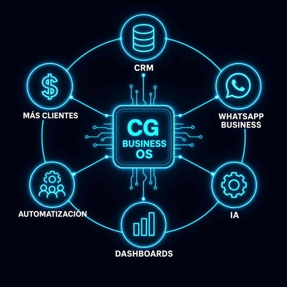 Ecosistema CG Business OS: CRM, WhatsApp Business, IA, dashboards y automatización